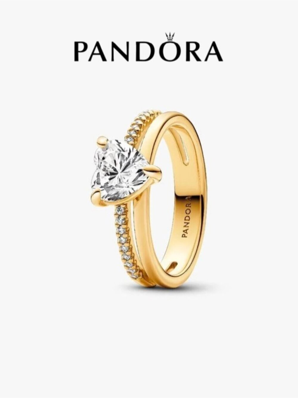Pandora Double Band Heart Ring